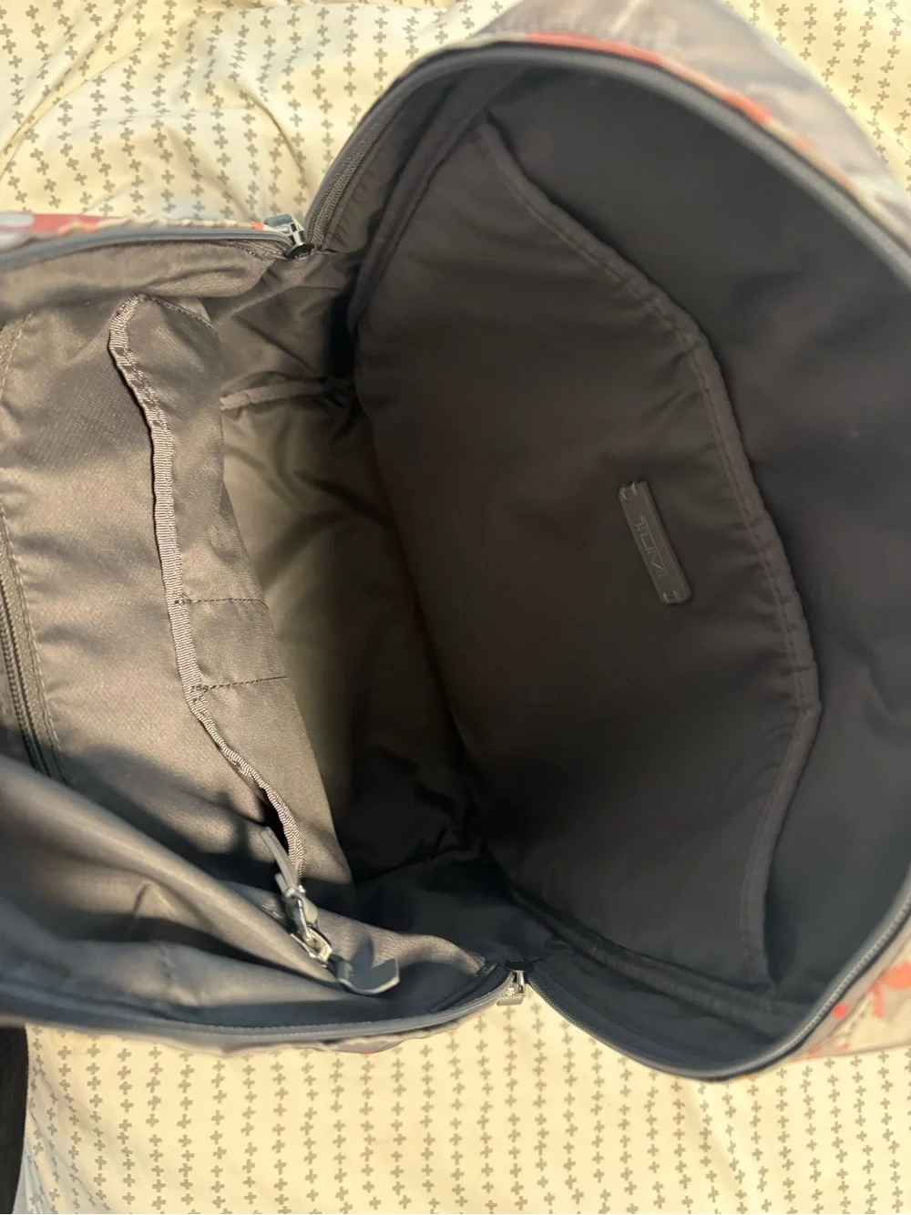 Tumi Gray Backpack with pink Floral Print